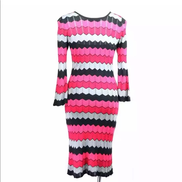 jonathan martin Dresses & Skirts - Jonathan Martin ZIG ZAG Chevron Dress Barbie Pink Black
